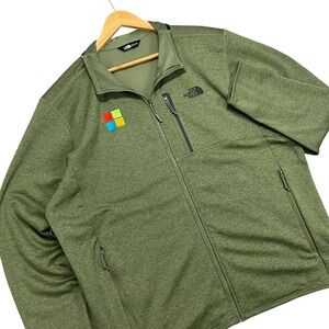 The North Face Mens XXL Green Microsoft Windows Full Zip Fleece Jacket‎ Skyline